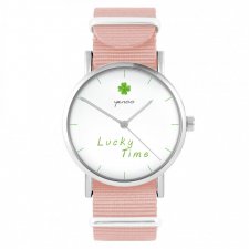 Zegarek - Lucky time - brzoskwiniowy róż, nylonowy