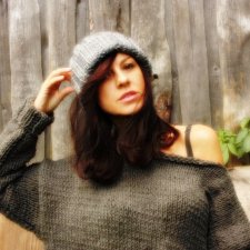SZARA CZAPKA BEANIE HANDMADE  Z WEŁNĄ