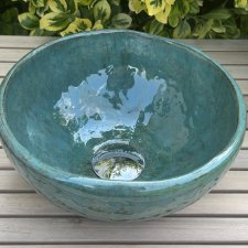 Zielona umywalka ceramiczna rękodzieło
