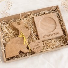 Wielkanocny box prezentowy, ozdoby wielkanocne z drewna, wielkanoc - postaw na swoim, zestaw na prezent ekologiczny w zgodzie z naturą