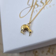 PTAK KIWI- naszyjnik srebro złocone 24K