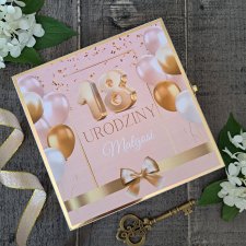 Kartka z życzeniami, 18 urodziny, pudełko na pieniądze