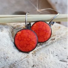 Pomarańczowe kolczyki długie ENERGETYCZNE KOLCZYKI WISZĄCE KOŁA ceramika & stal chirurgiczna MINIMALISTYCZNA BIŻUTERIA HAND-MADE GAIA