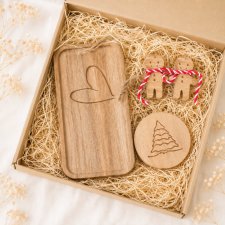 Zestaw prezentowy, box na prezent na Święta, Boże Narodzenie, boho, rustykalne dodatki do domu z litego drewna dębowego