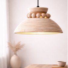 Lampa Wisząca Boho, Abażur Bambusowy, Drewniany