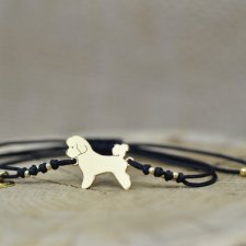 Bichon Frise - bransoletka z psem, srebro 925 pozłacane