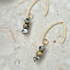 kolczyki CLOISONNE multikolor -srebro 925 złocone 24K