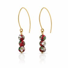 kolczyki CLOISONNE red -srebro 925 złocone 24K