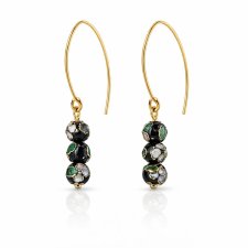 kolczyki CLOISONNE black-srebro 925 złocone 24K