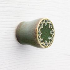 Ceramiczna gałka do mebli zielono-brązowa wz.14