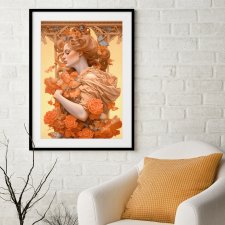 Plakat - Kobieta z kwiatami 50x70 cm