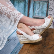 Espadryle ślubne Boho ivory - wysokość 10 cm - rozmiar 37