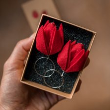 Artystyczne kolczyki origami, TULIPANY na prezent premium dla niej