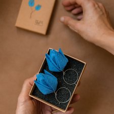 Kwiaty na prezent dla kobiety - niebieskie kolczyki TULIPANY premium