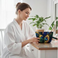 Kosmetyczka damska wodoodporna Ofelia Pawie Pióra