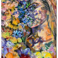 Sophie (70x50) - obraz ręcznie malowany na płótnie, do salonu, do sypialni, abstrakcja; woman portrait painting