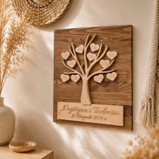 Drzewo genealogiczne z litego drewna, bezcenna pamiątka, prezent dla rodziców, dziadków, z okazji ślubu, rocznicy
