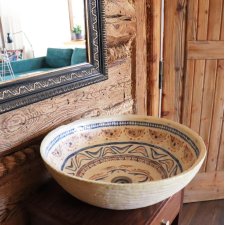 Umywalka 38 cm Hafty, umywalka nablatowa, umywalka ceramiczna, wolnostojąca, umywalka gliniana, umywalka ręcznie robiona 38 cm