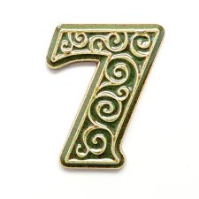 Numer mieszkania, cyfra 7, zielono-brązowa