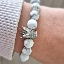 bransoletka SILVER CROWN białe cyrkonie korona