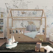 Łóżko drewniane domek pod materac 90x180 cm