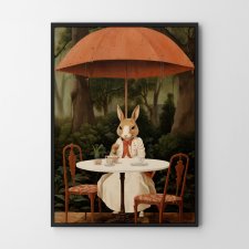Plakat Przerwa na herbatę  - format A4 zajączek grafika ilustracja