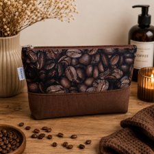 Kosmetyczka duża damska kosmetyczka podróżna, saszetka etui organizer kawa