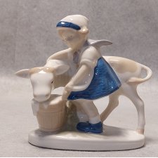 Lippelsdorf Figurka Dziewczynka z krową Turyngia