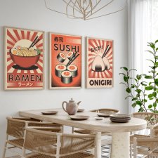 ZESTAW PLAKATÓW 40x50 cm Sushi Ramen Onigiri (set207)