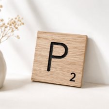 Drewniana krzyżówka, kwadratowe literki, typu scrabble dekoracje ścienne z litego drewna, boho, japandi dąb