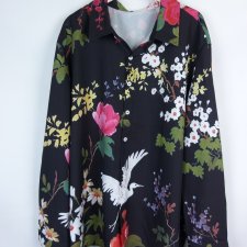 Luźna koszula w kwiaty żurawie 3XL / 50 - 52
