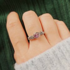 Pierścionek Ametyst regulowany stal chirurgiczna handmade