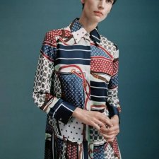 ZARA plisowana sukienka wzory patchwork