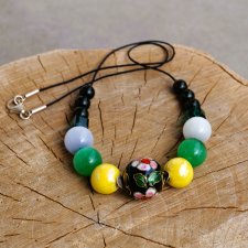 Naszyjnik "Noc i Blask" – Cloisonné, kocie oko, noc Kairu i kryształy Swarovski, srebro 925