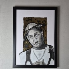 2Pac – ręcznie malowany portret w ramie (format A3)