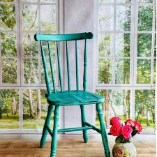 Krzesło turkusowe shabby chic, patyczak – z charakterem