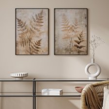 ZESTAW PLAKATÓW 2cz 50x70 cm Paproć w odcieniach ziemi  (set229)