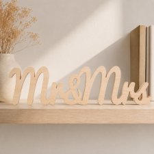 Drewniany napis "Mr & Mrs" na stół weselny, dekoracje ślubne w stylu boho rustykalnym, do sesji foto, pamiątka ślubna