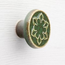 Ceramiczna gałka do mebli zielono-brązowa, wz.2