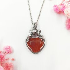 Naszyjnik Agat Serce stal chirurgiczna wisiorek handmade wirewrapping