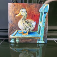 Kafelka ceramiczna, płytka, autorski kafelek z ptakiem - kaczka