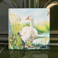 Kafelka ceramiczna, płytka, autorski kafelek z ptakiem - gęś