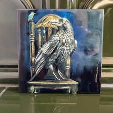 Kafelka ceramiczna, płytka, autorski kafelek z ptakiem - kruk