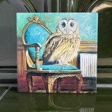 Kafelka ceramiczna, płytka, autorski kafelek z ptakiem - sowa