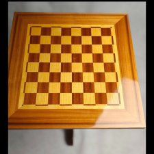 Ręcznie wykonany stolik szachowy intarsja | Stolik kawowy z szachownicą politura | Hand Carved Wooden Chess Table | Inlaid Veneer Chessboard Coffee Ta