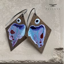 Kolczyki Big Fish - Blue With Ruby Accent