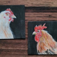 Urocze Magnesy na Lodówkę - Ręcznie Malowane Kurczaki! Zestaw 2 szt