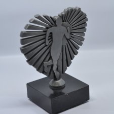 Statuetka biegacza | w stylu art déco | Przycisk do papieru | czarny marmur | Vintage Art Deco Runner Statue | Heavy Marble Base Paperweight | Retro S