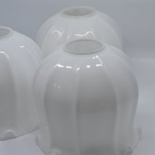 Komplet 3 szklanych kloszy z okresu PRL | Styl Ćmielów | Polam | vintage | Set of 3 Vintage Glass Lamp Shades | Mid Century Modern Poland PRL 1960s 19
