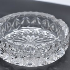 masywna popielniczka | ciężka popielniczka kryształowa PRL 16 cm | Gruby kryształ vintage lata 60'/70' | Heavy Crystal Ashtray Vintage | 1960s 1970s |